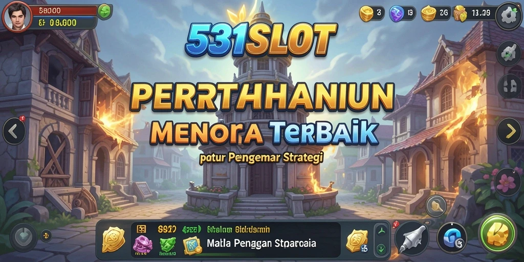 Tangkapan layar <strong>531SLOT</strong> menampilkan aksi pertahanan menara yang intens.