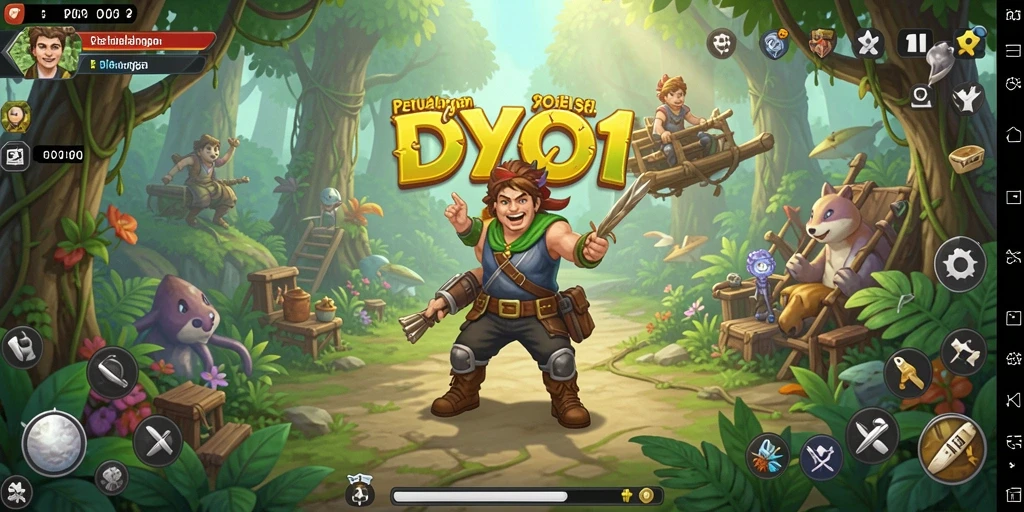 Screenshot gameplay DYO1 yang menunjukkan aksi petualangan yang seru.