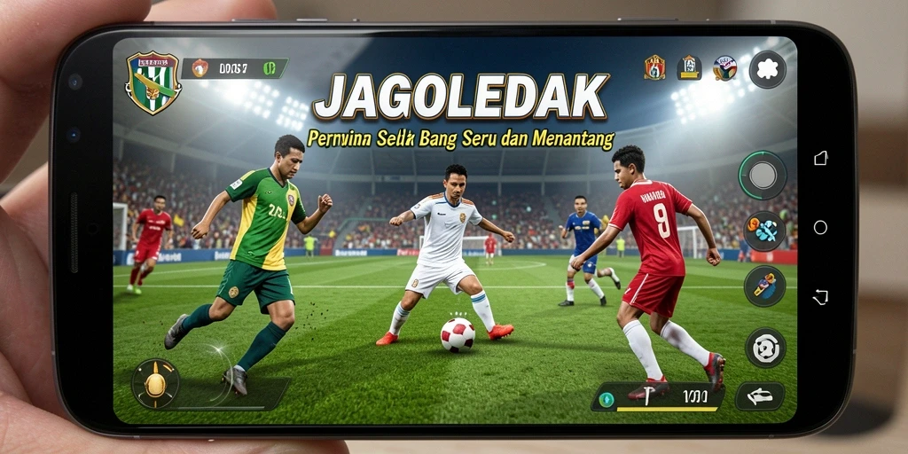 Tampilan menarik dari gameplay JAGOLEDAK yang penuh aksi sepak bola.