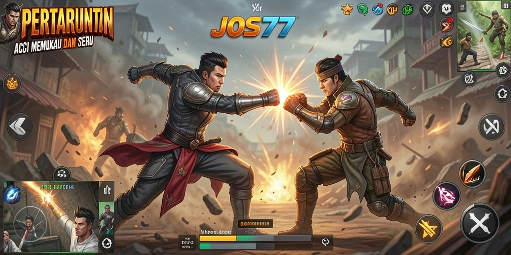 Gameplay JOS77 menunjukkan pertarungan aksi yang mendebarkan dan intens.