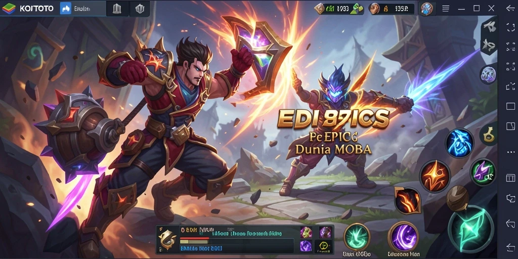 Screenshot KOITOTO menampilkan pertarungan seru di arena MOBA.