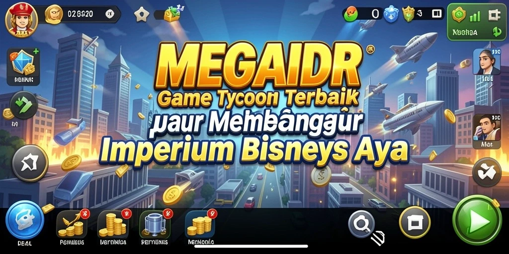 Tangkapan layar utama MEGAIDR menunjukkan gameplay Tycoon yang seru dan interaktif.