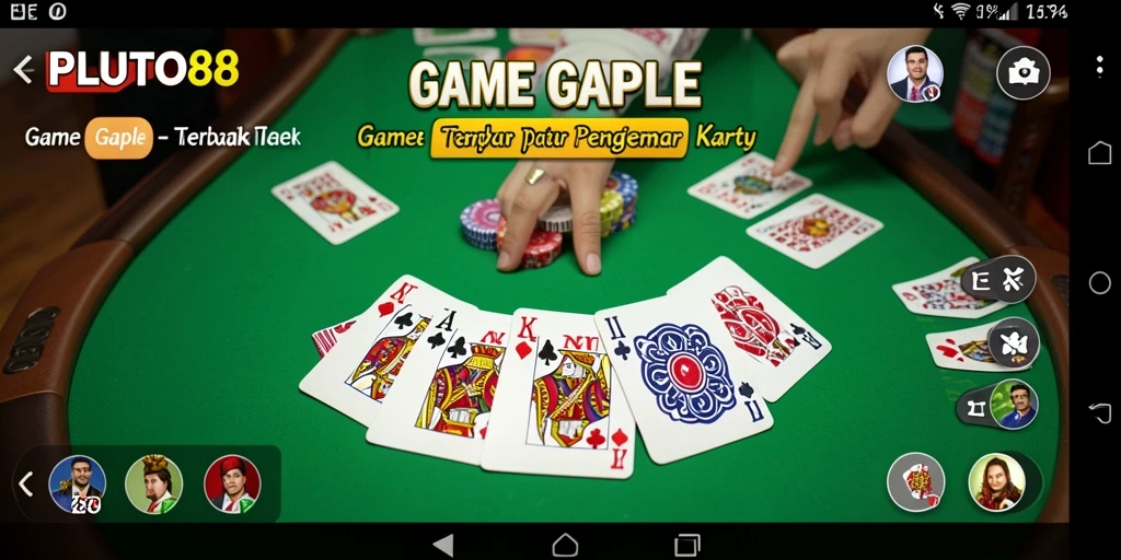 Screenshot gameplay PLUTO88 yang menunjukkan serunya bermain Gaple bersama teman.