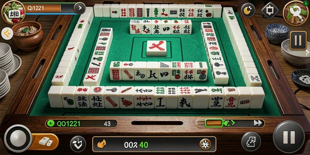 Tampilan gameplay menarik pada QQ1221 Mahjong.
