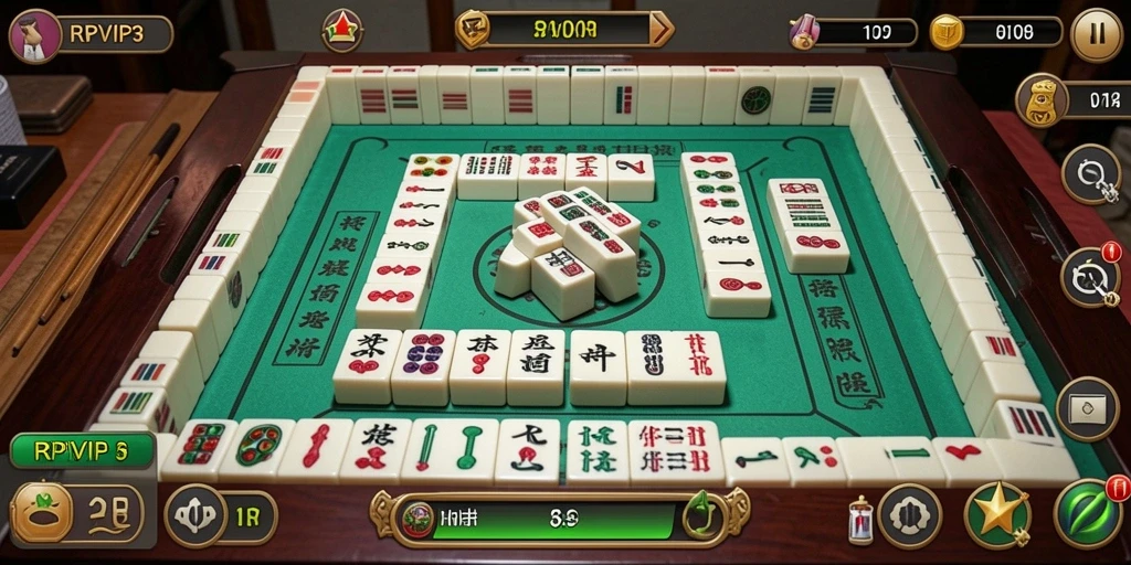 Tampilan Gameplay RPVIP3 dengan grafis Mahjong yang menarik.