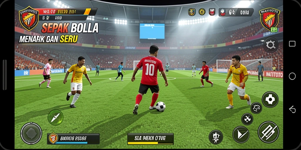 Tangkapan layar dari gameplay seru WATITOTO yang menampilkan aksi sepak bola.