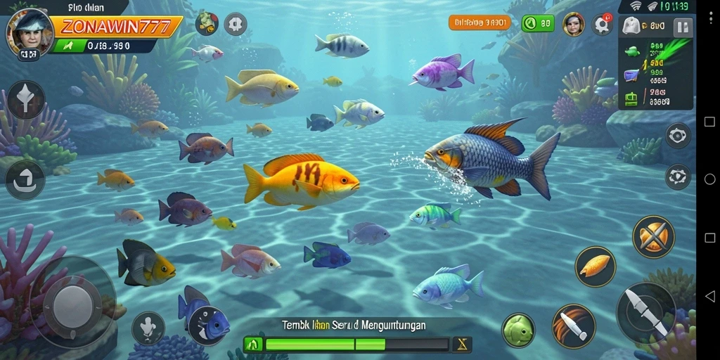 Gameplay ZONAWIN777 yang seru dengan aksi Tembak Ikan.